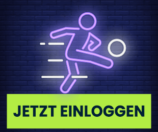 wettigo-sport-2 Neonzeichnung eines Fussballspielers über einem grünen Jetzt Einloggen Hinweis